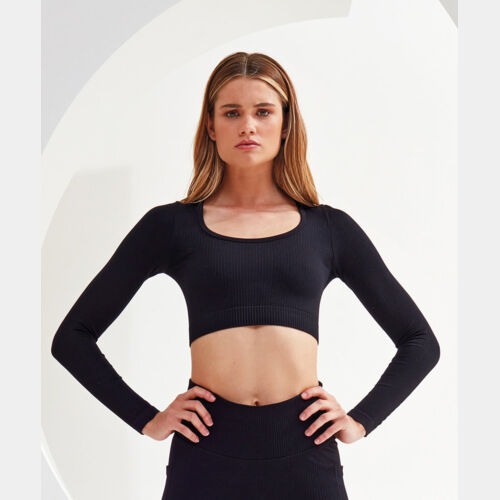 Women’s TriDri® ribbed seamless '3D Fit' crop top Thumbnail