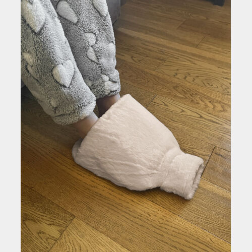 Luxury foot hot water bottle and cover in plush faux fur Thumbnail