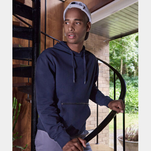 Regular fit piqué hoodie with zipped pocket Thumbnail