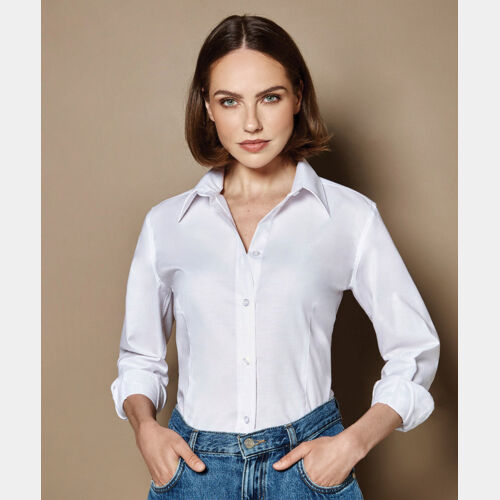 Women's workplace Oxford blouse long-sleeved (tailored fit) Thumbnail