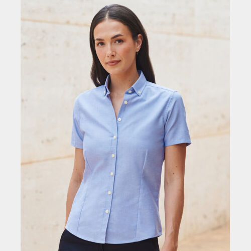 Women's modern short sleeve Oxford shirt Thumbnail