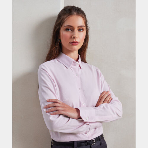 Women's cotton-rich Oxford stripes blouse Thumbnail