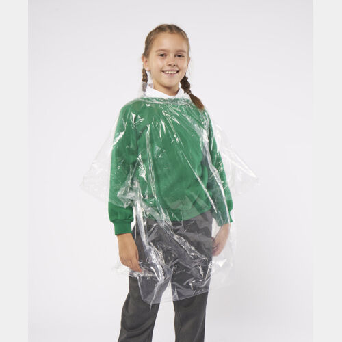 Kids emergency hooded plastic poncho Thumbnail