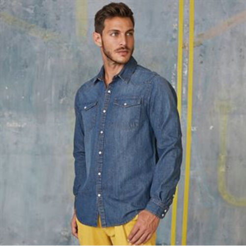 Men's long-sleeved denim shirt Thumbnail
