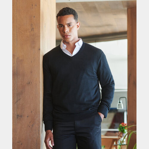 Cashmere touch acrylic v-neck jumper Thumbnail